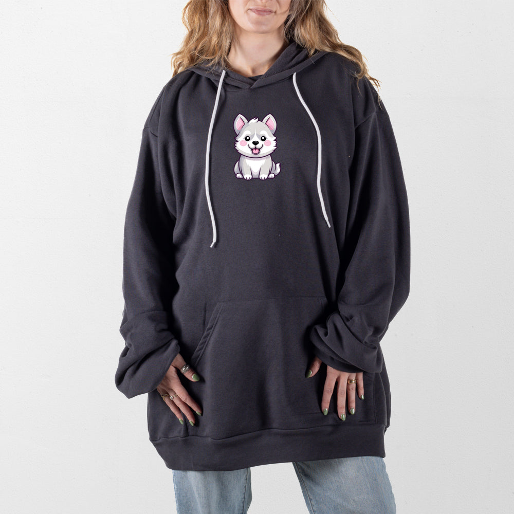 Dark Gray Husky Puppy Giant Hoodie