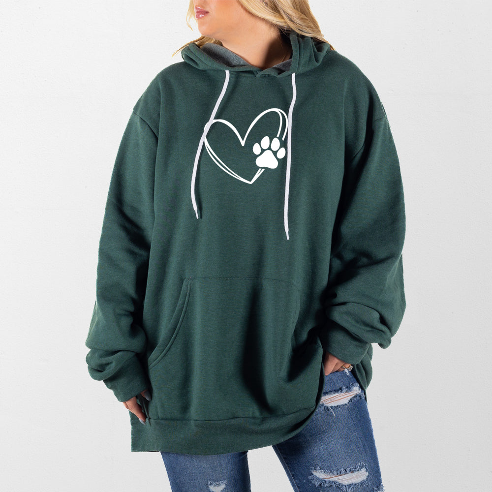 Heather Forest Paw Heart Giant Hoodie