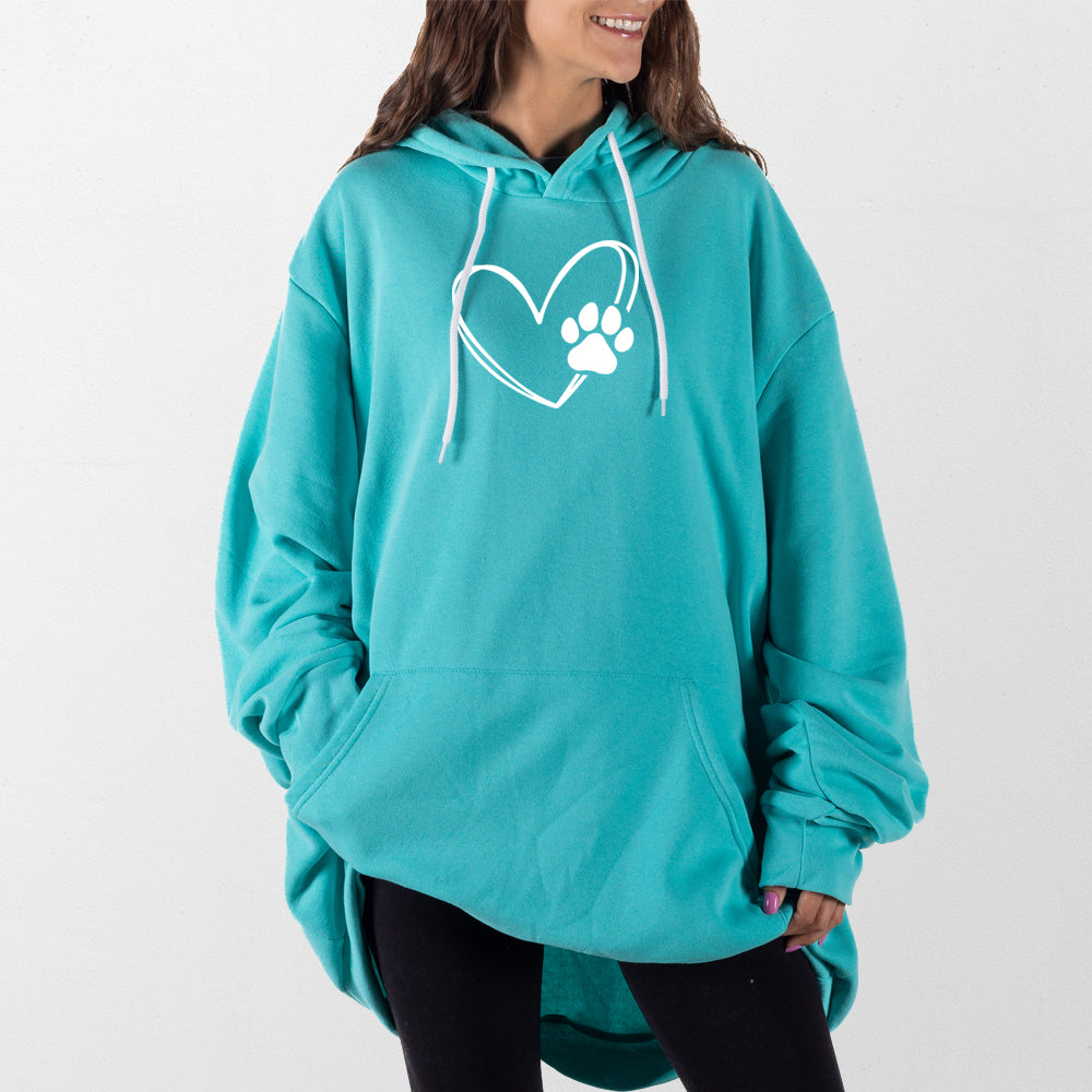 Teal Paw Heart Giant Hoodie