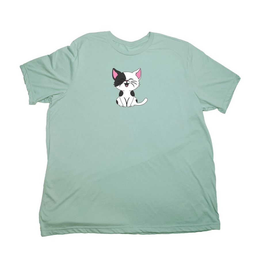 Cartoon Kitty Giant Shirt - Pastel Green - Giant Hoodies