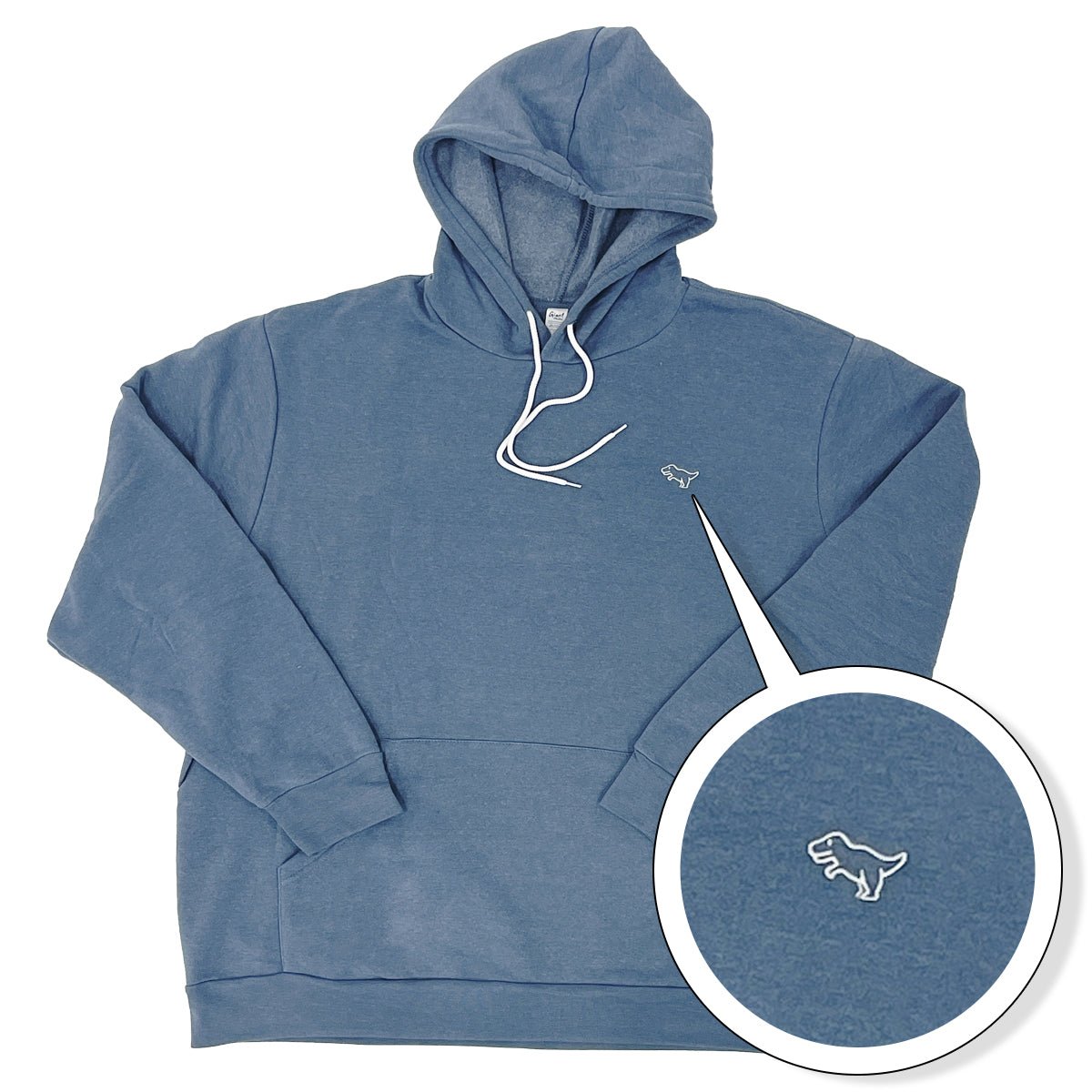 Little Dino Embroidered Giant Hoodie - Slate Blue - Giant Hoodies