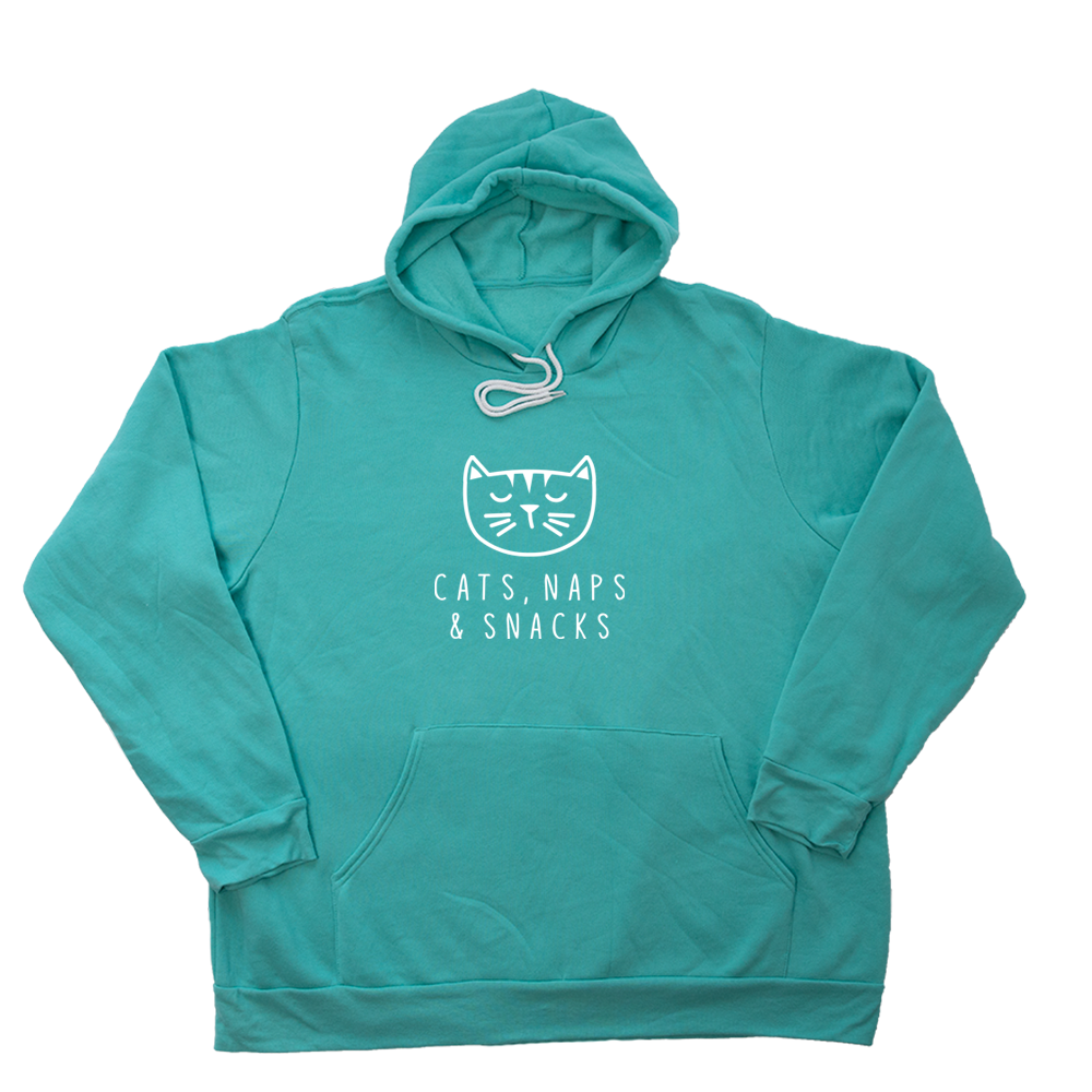 Teal Cats Naps And Snacks Giant Hoodie