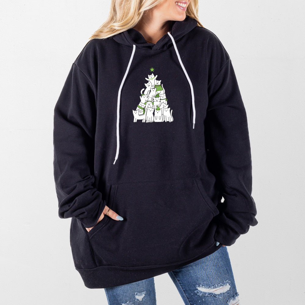 Black Cat Christmas Tree Giant Hoodie