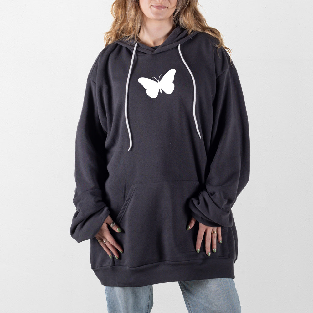 Dark Gray Butterfly Outline Giant Hoodie