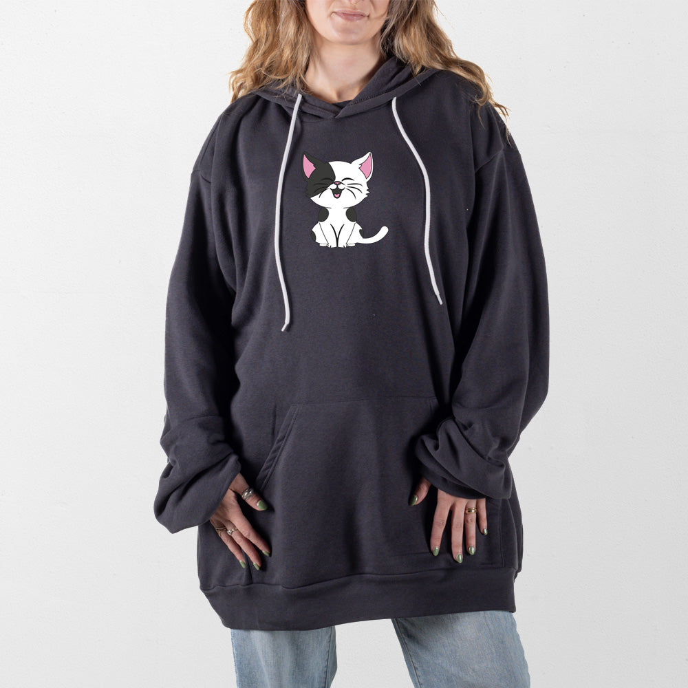 Dark Gray Cartoon Kitty Giant Hoodie