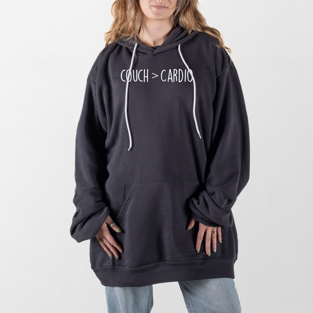 Dark Gray Couch Over Cardio Giant Hoodie