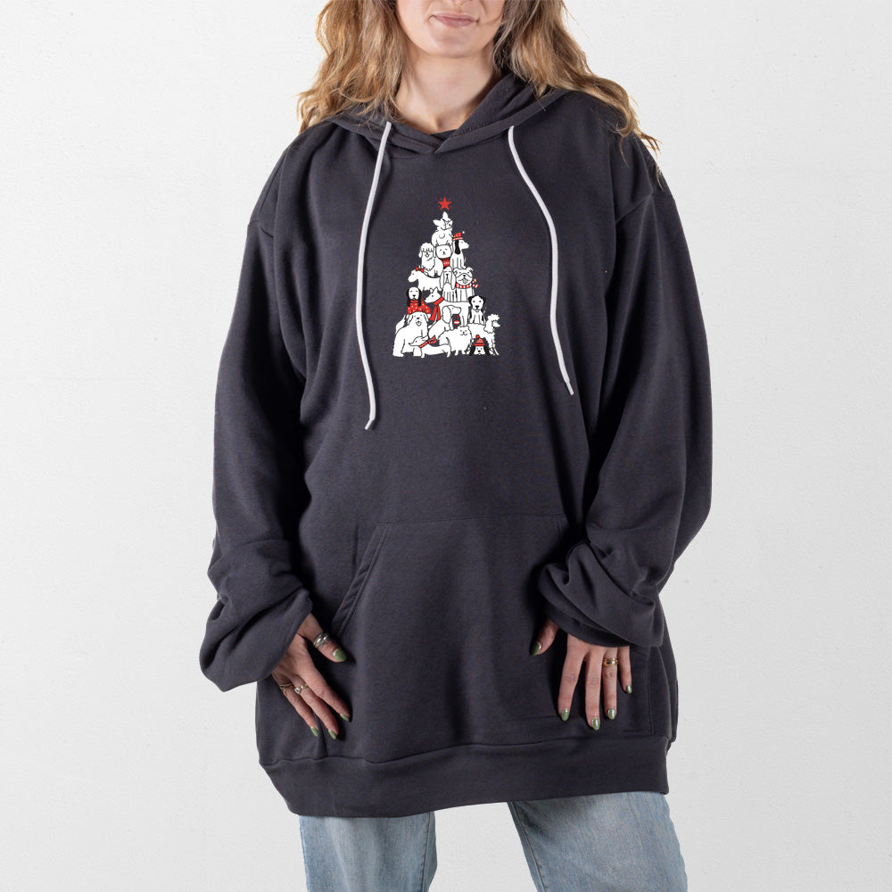 Dark Gray Dog Christmas Tree Giant Hoodie