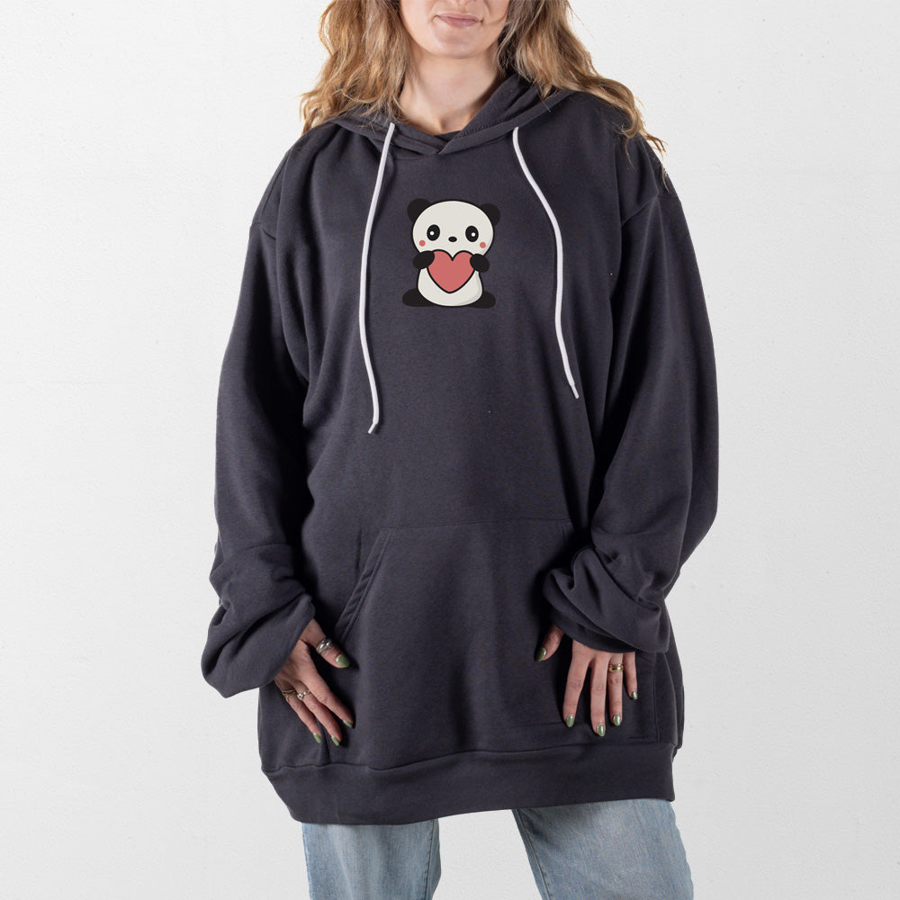 Dark Gray Panda Heart Giant Hoodie