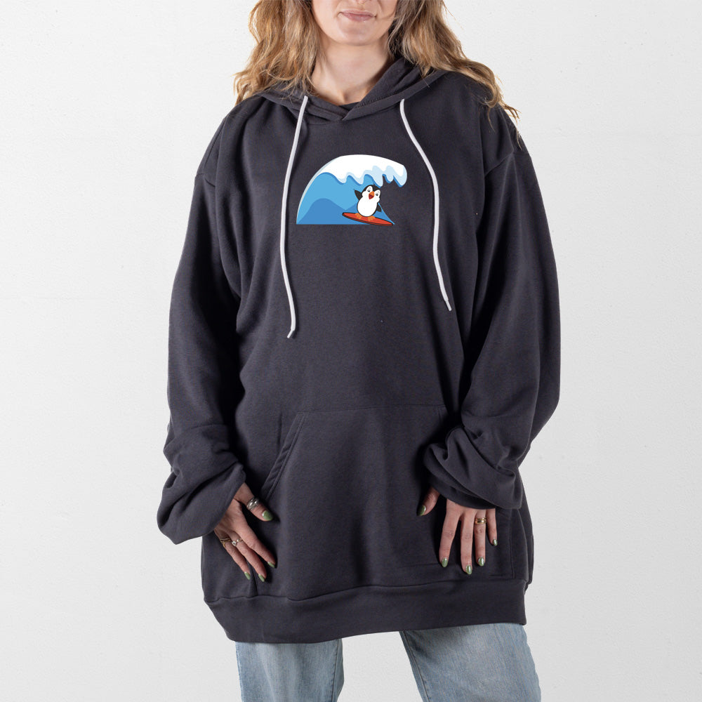 Dark Gray Surf Penguin Giant Hoodie