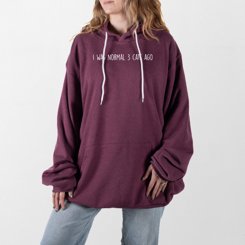 Heather Maroon 3 Cats Ago Giant Hoodie