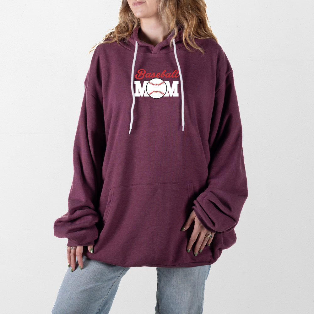 Heather Maroon Baseball Mom Giant Hoodie