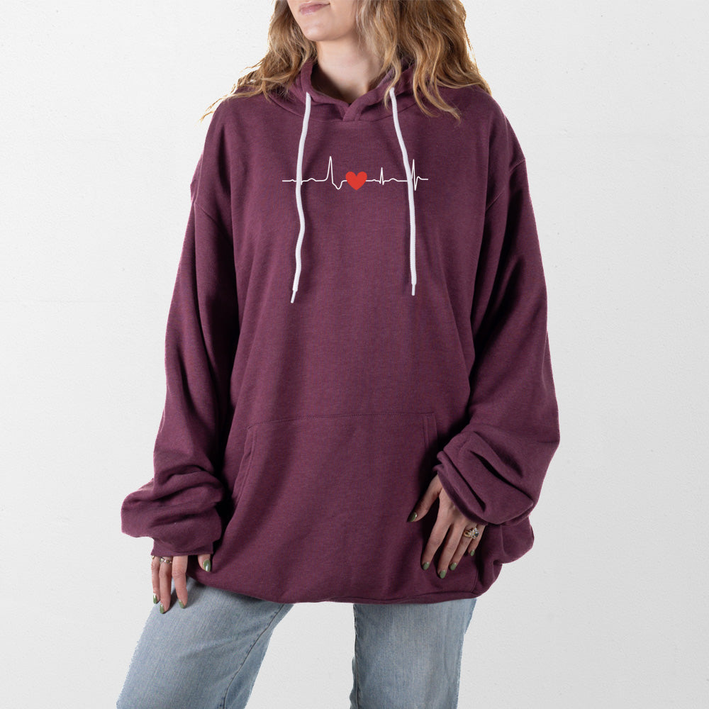 Heather Maroon Heartbeat Giant Hoodie