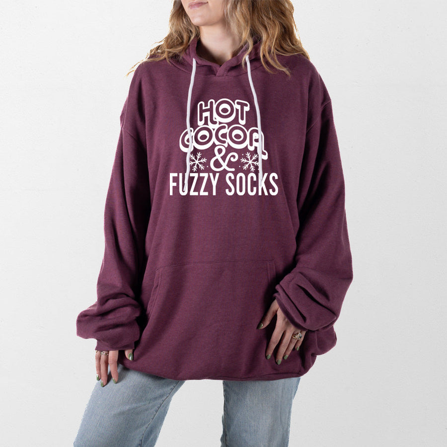 Heather Maroon Hot Cocoa And Fuzzy Socks Giant Hoodie