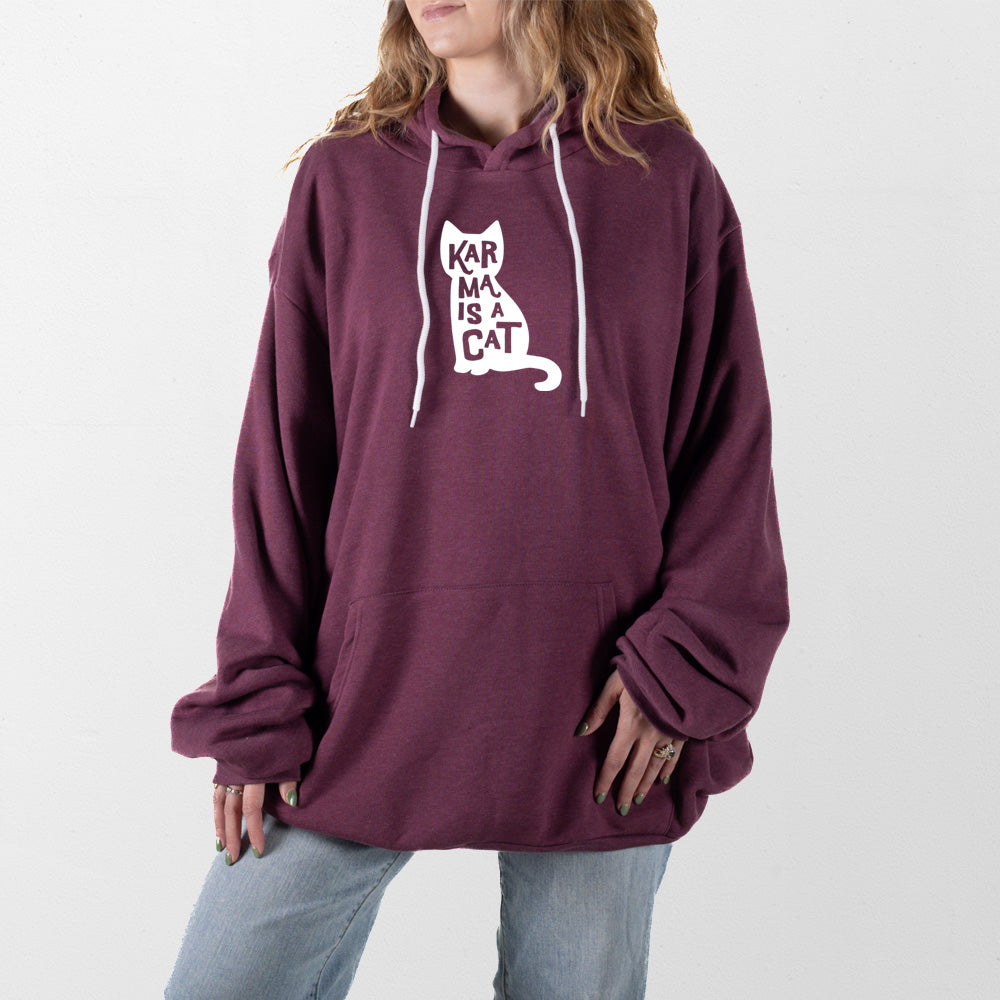 Heather Maroon Karma is a Cat Giant Hoodie