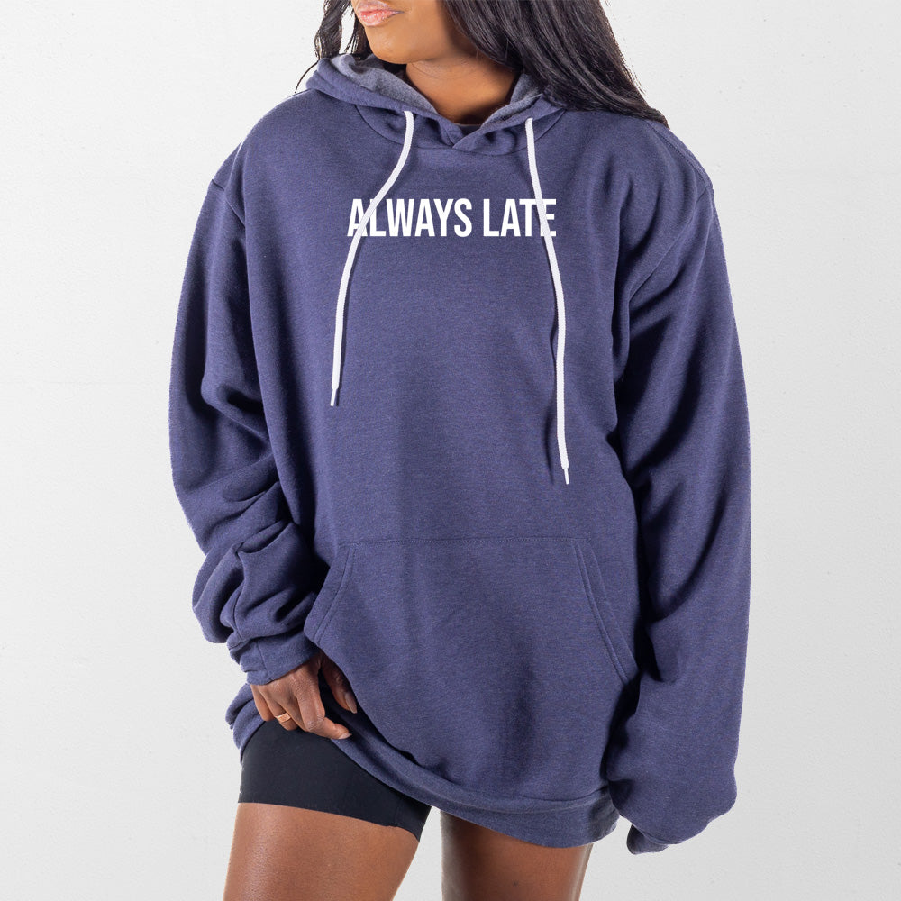 Heather Navy Always Late Giant Hoodie