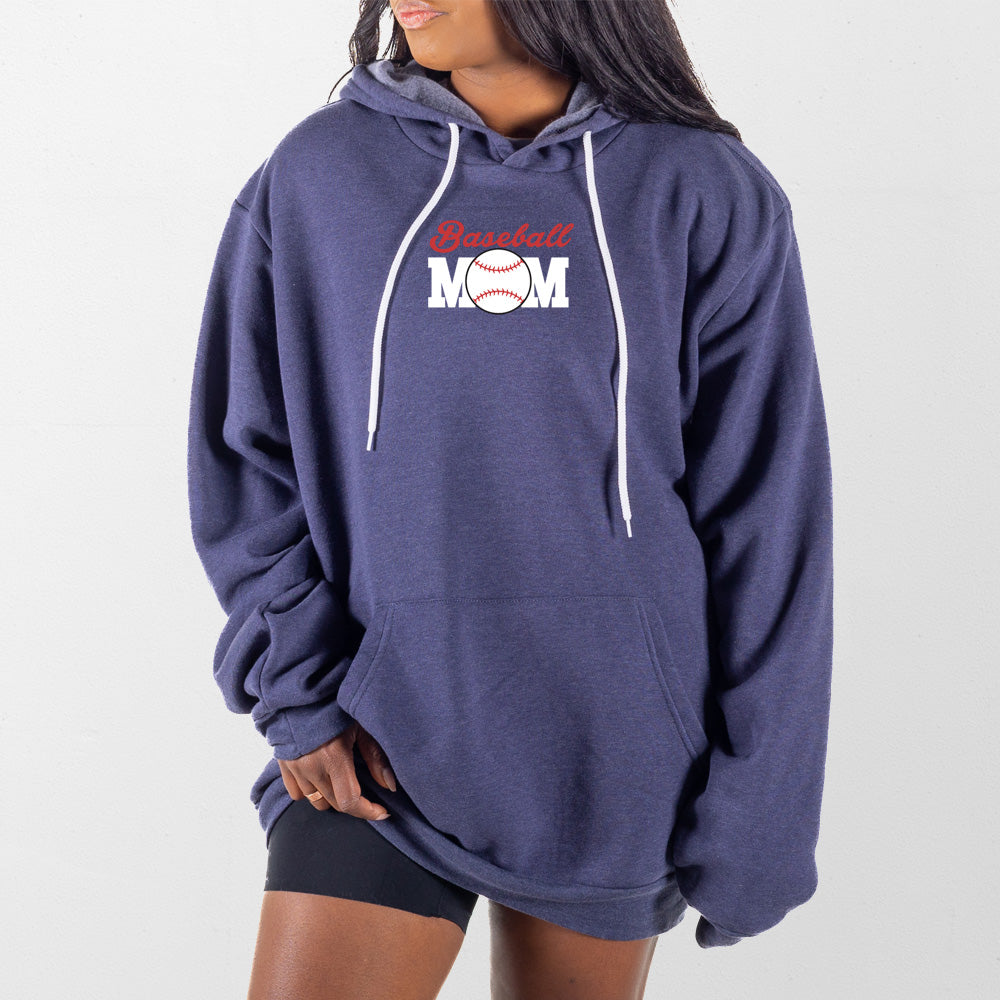 Heather Navy Baseball Mom Giant Hoodie