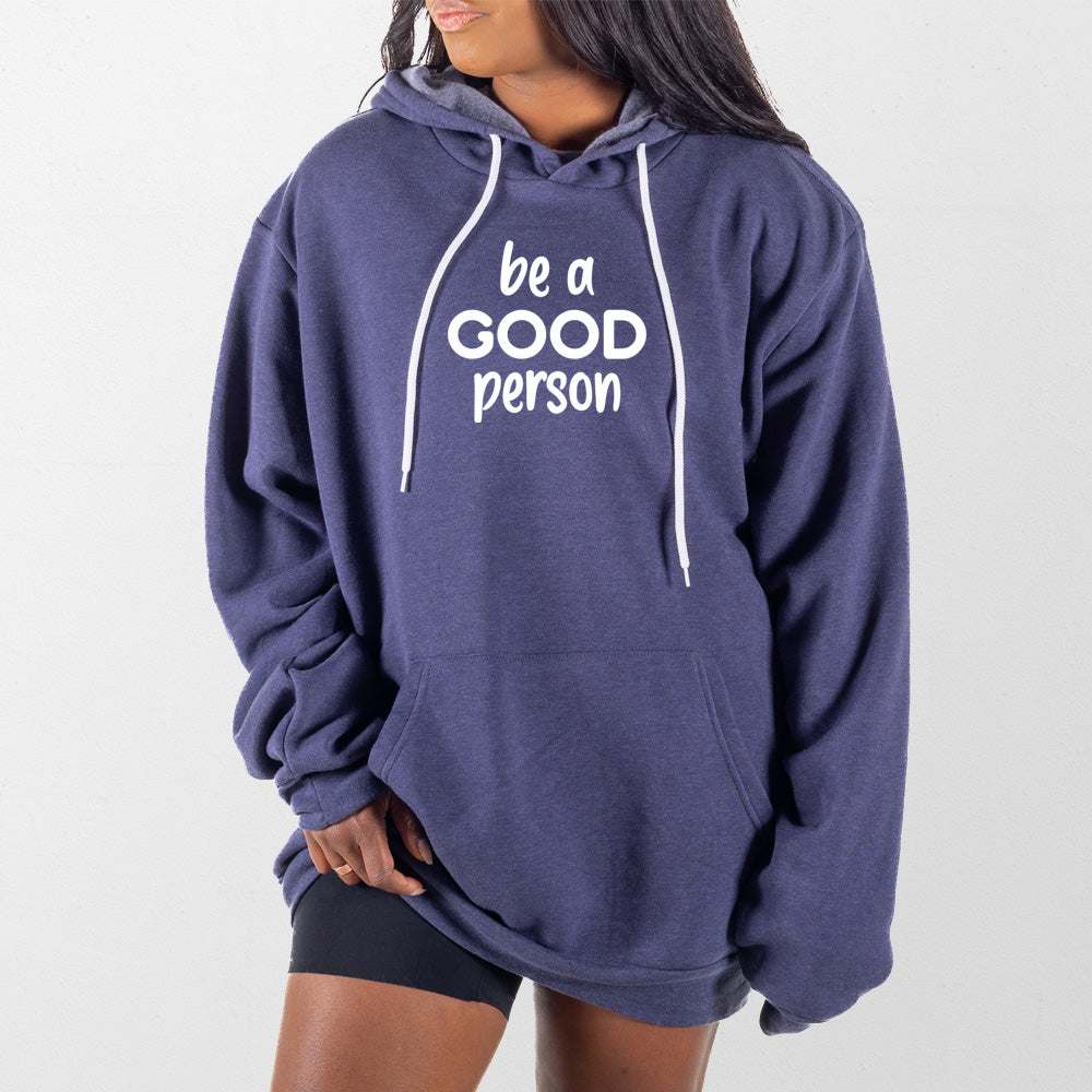 Heather Navy Be a Good Person Giant Hoodie