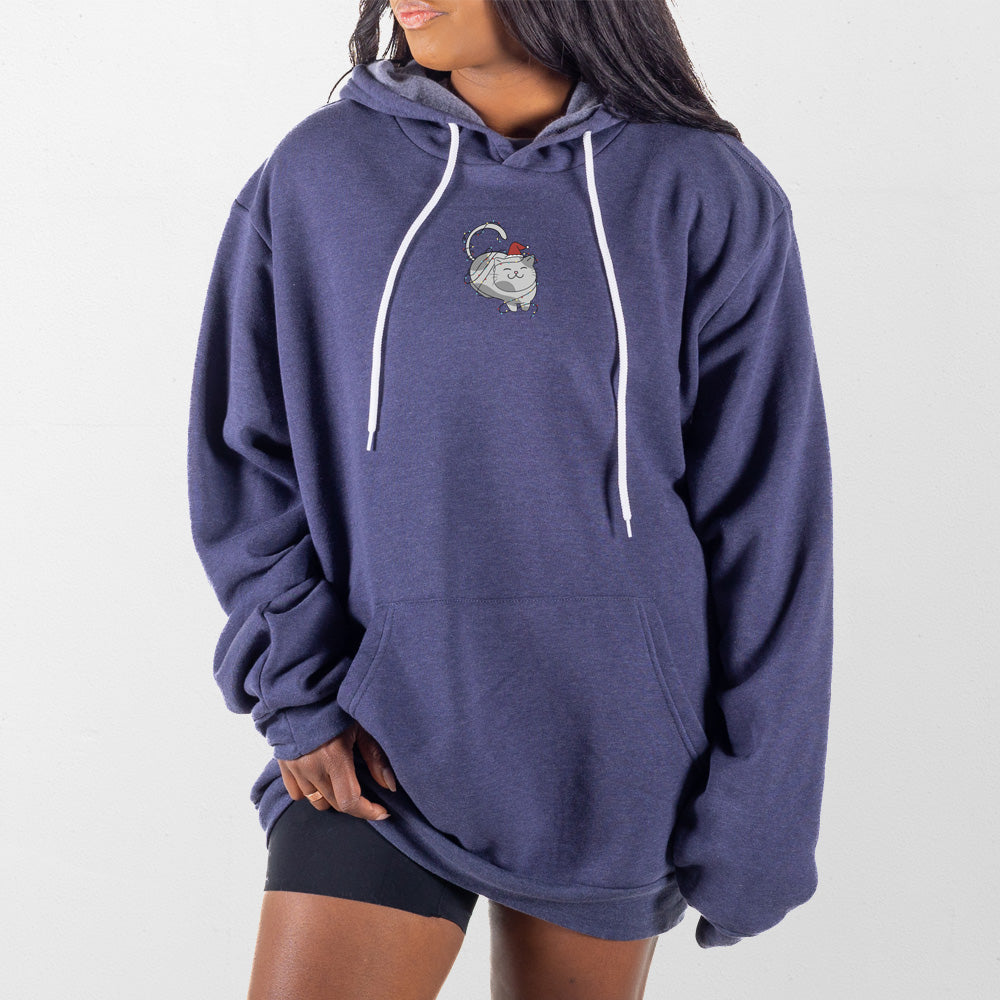 Heather Navy Christmas Kitty Giant Hoodie