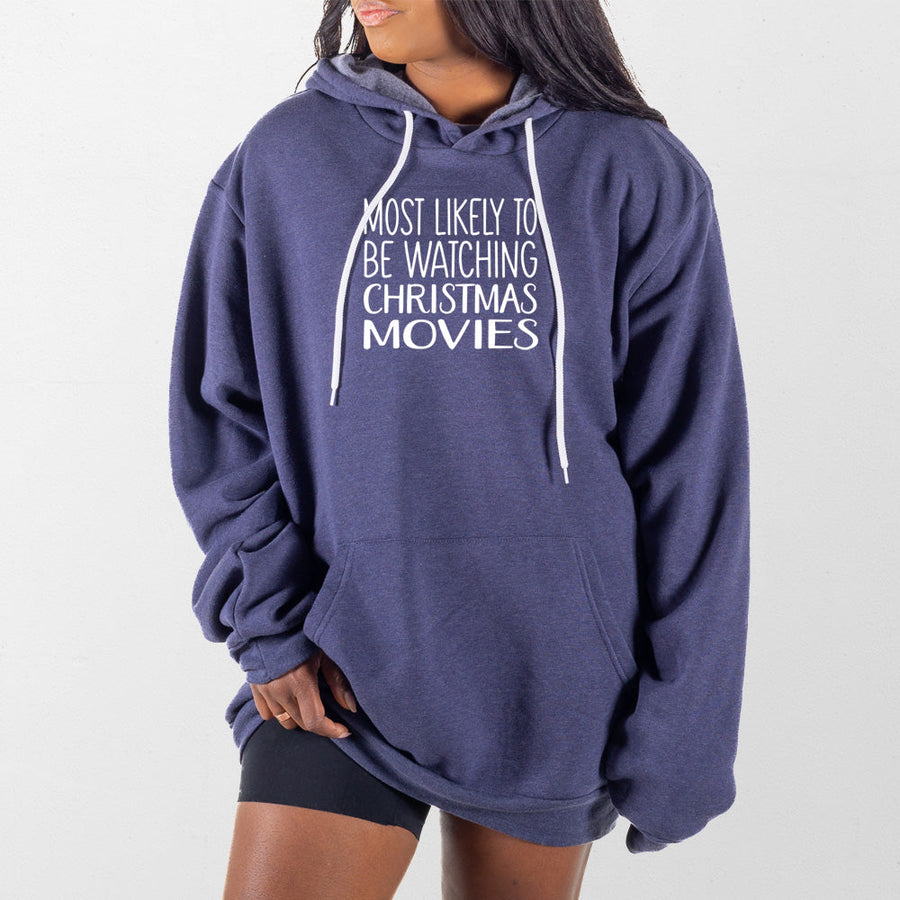 Heather Navy Christmas Movies Giant Hoodie