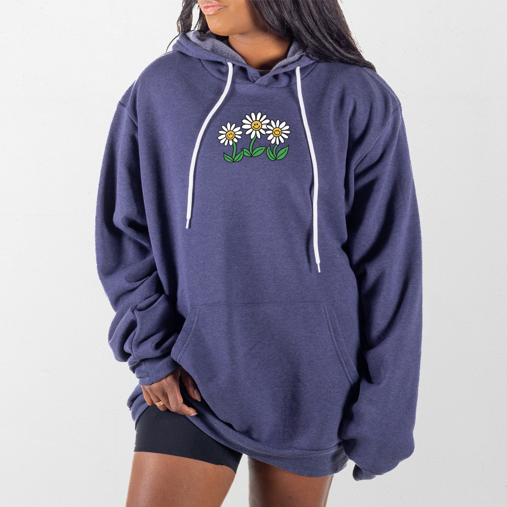 Heather Navy Daisy Flowers Giant Hoodie