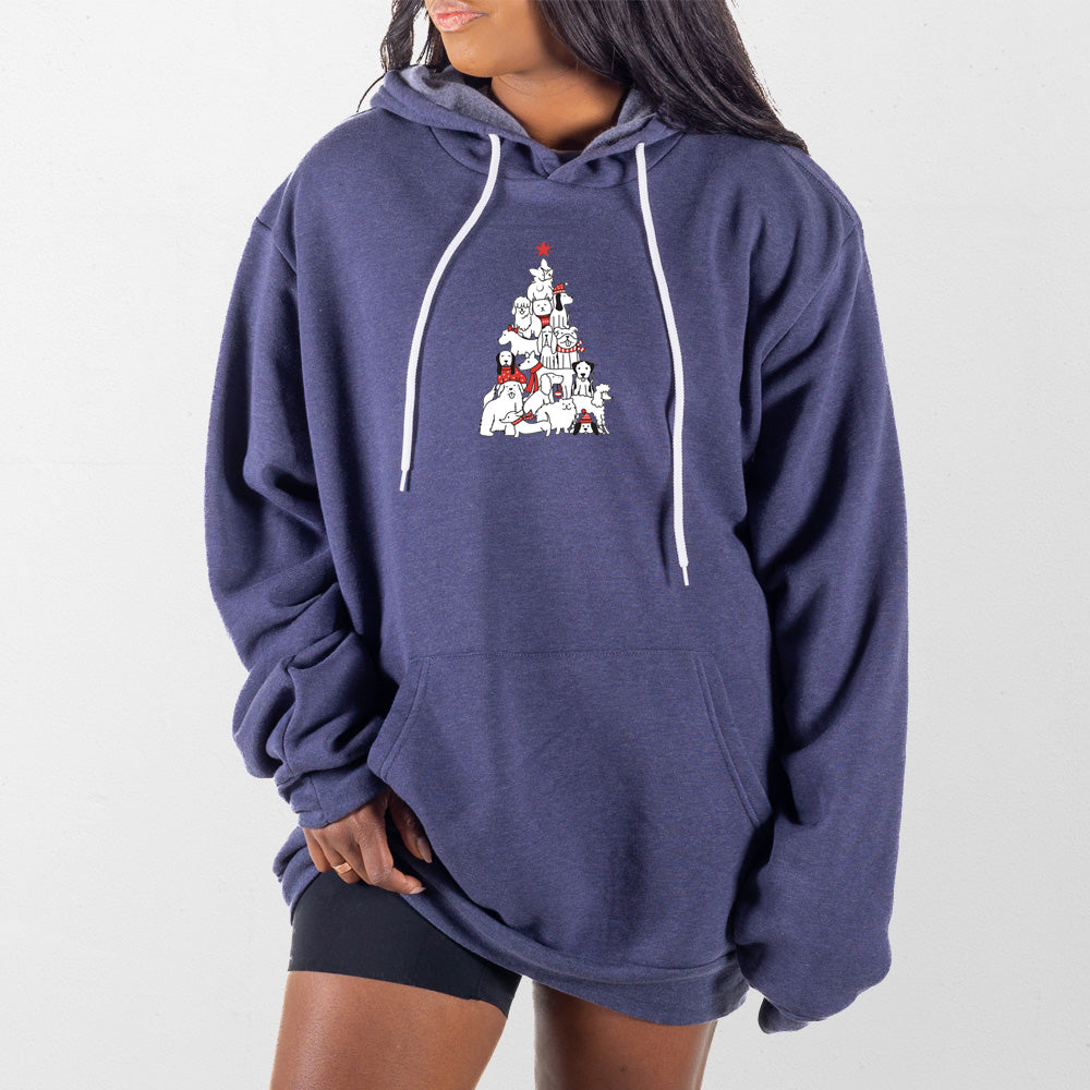 Heather Navy Dog Christmas Tree Giant Hoodie