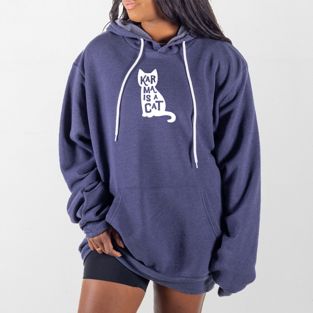 Heather Navy Karma is a Cat Giant Hoodie