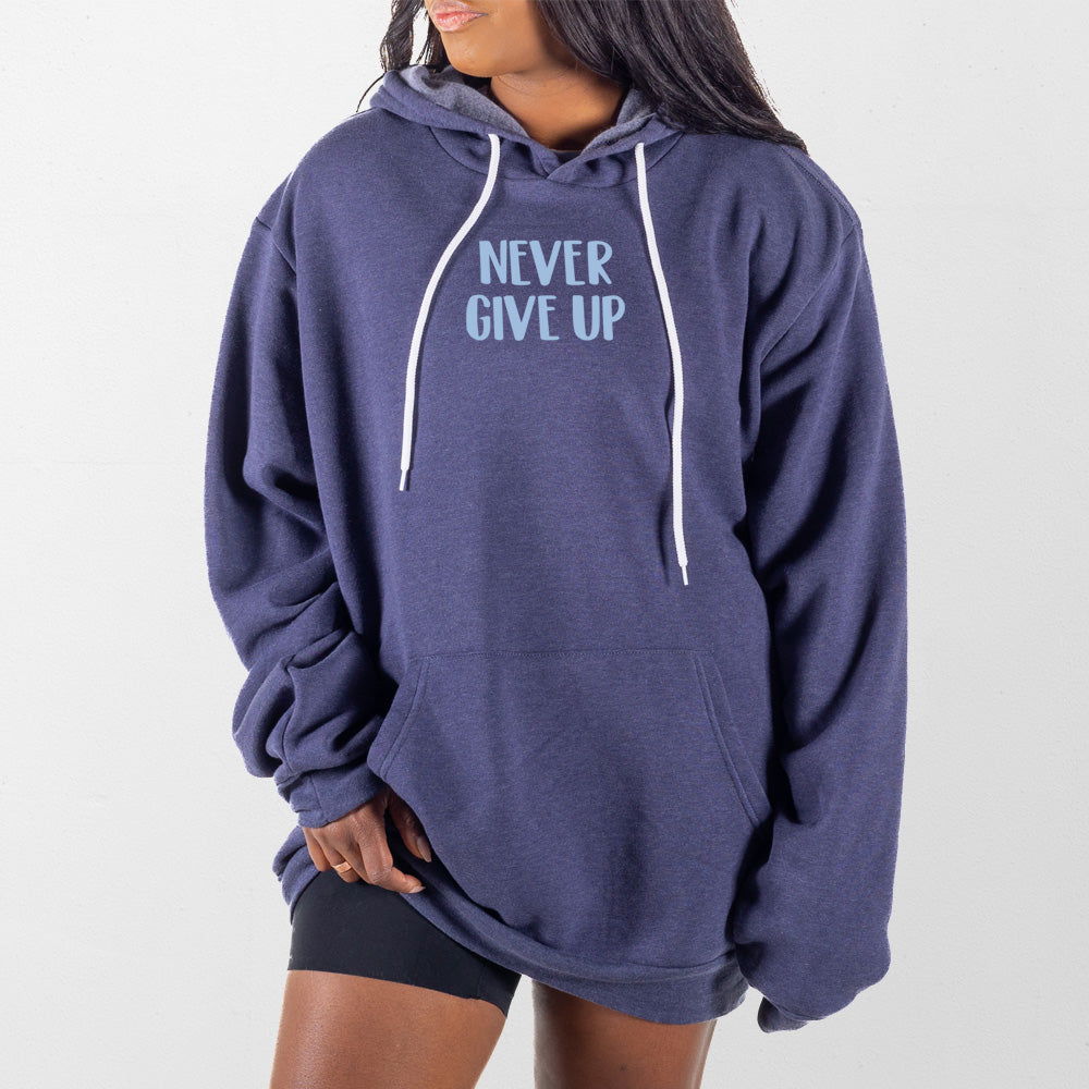 Heather Navy Never Give Up Giant Hoodie