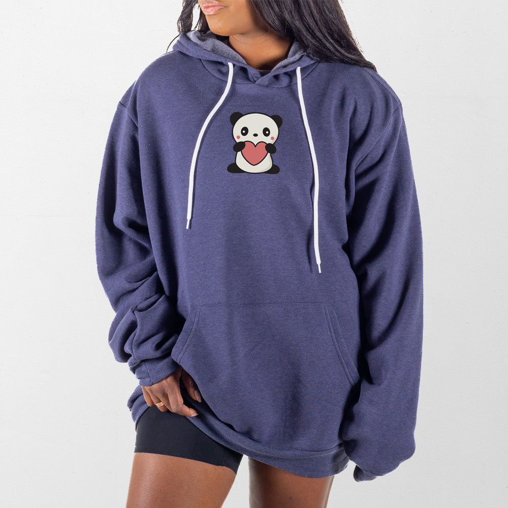 Heather Navy Panda Heart Giant Hoodie