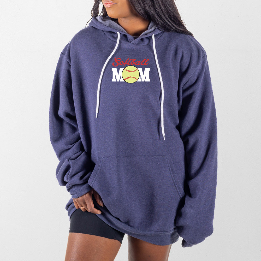 Heather Navy Softball Mom Giant Hoodie