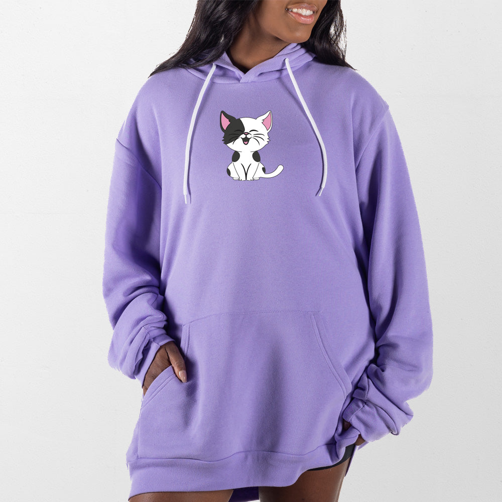 Lavender Cartoon Kitty Giant Hoodie