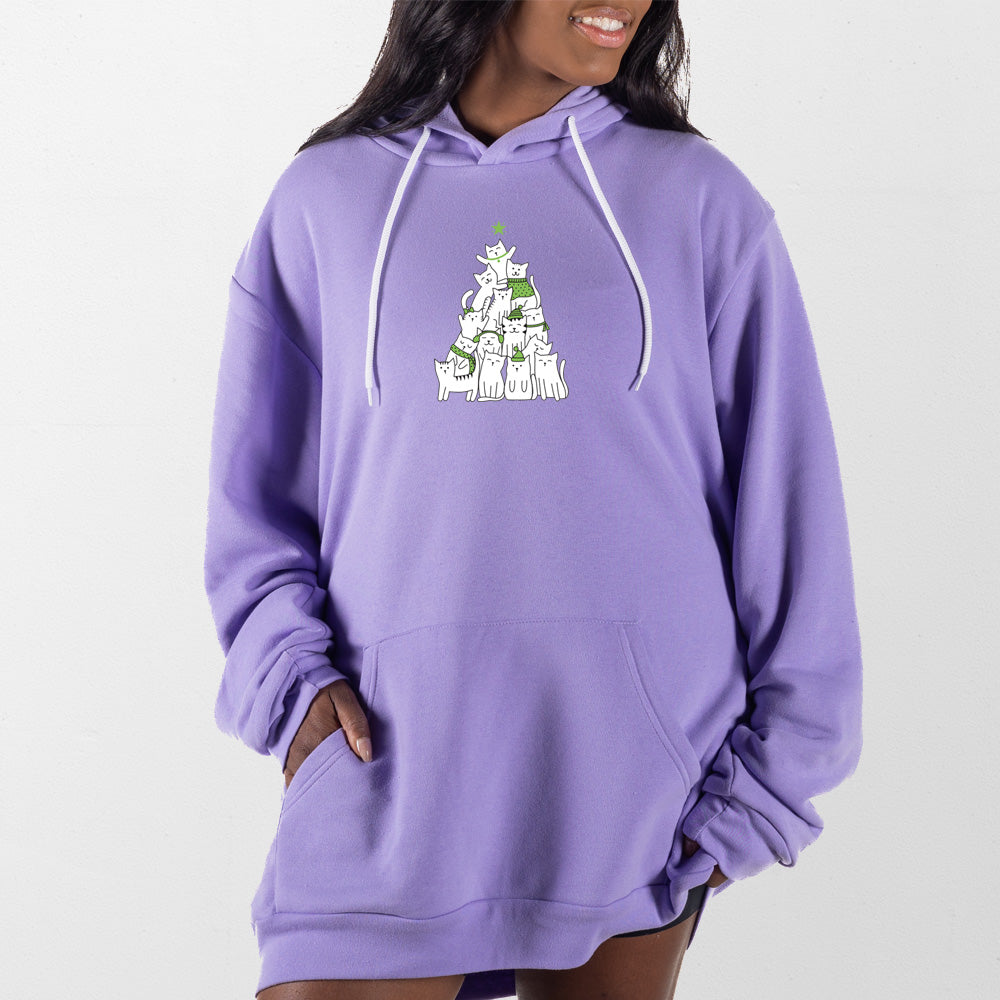 Lavender Cat Christmas Tree Giant Hoodie