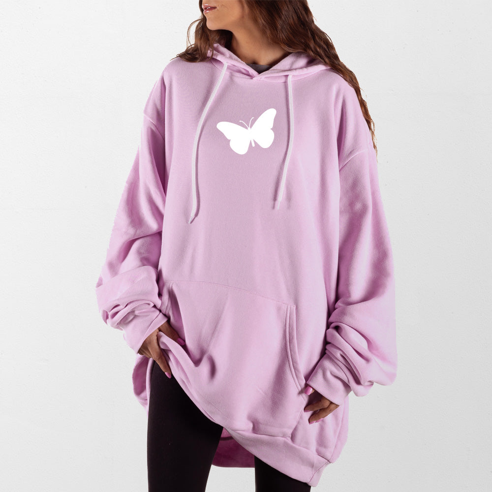 Light Pink Butterfly Outline Giant Hoodie