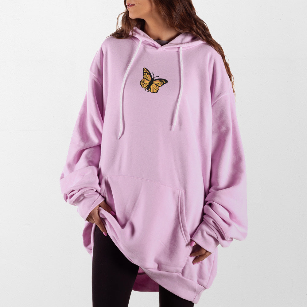 Light Pink Colorful Butterfly Giant Hoodie