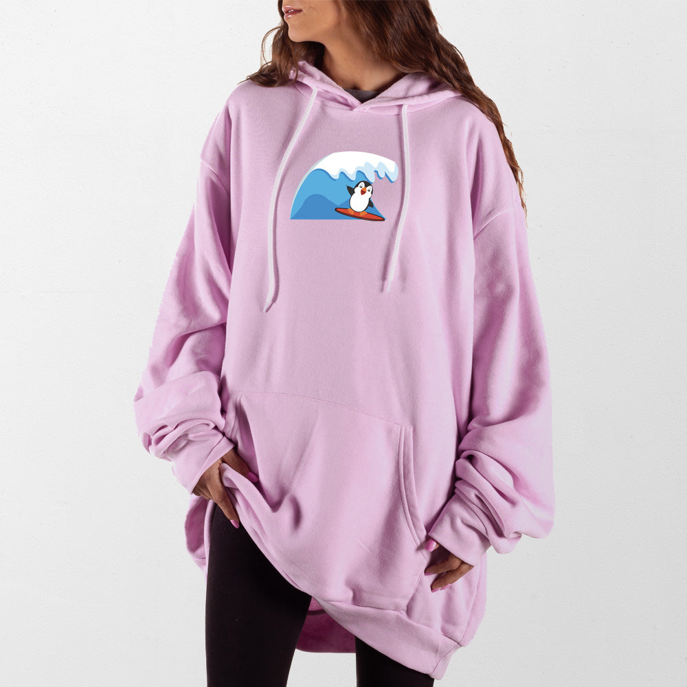 Light Pink Surf Penguin Giant Hoodie