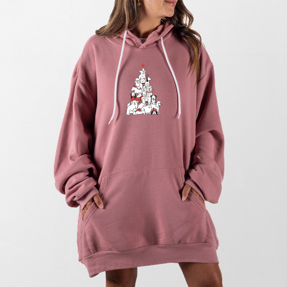 Mauve Dog Christmas Tree Giant Hoodie