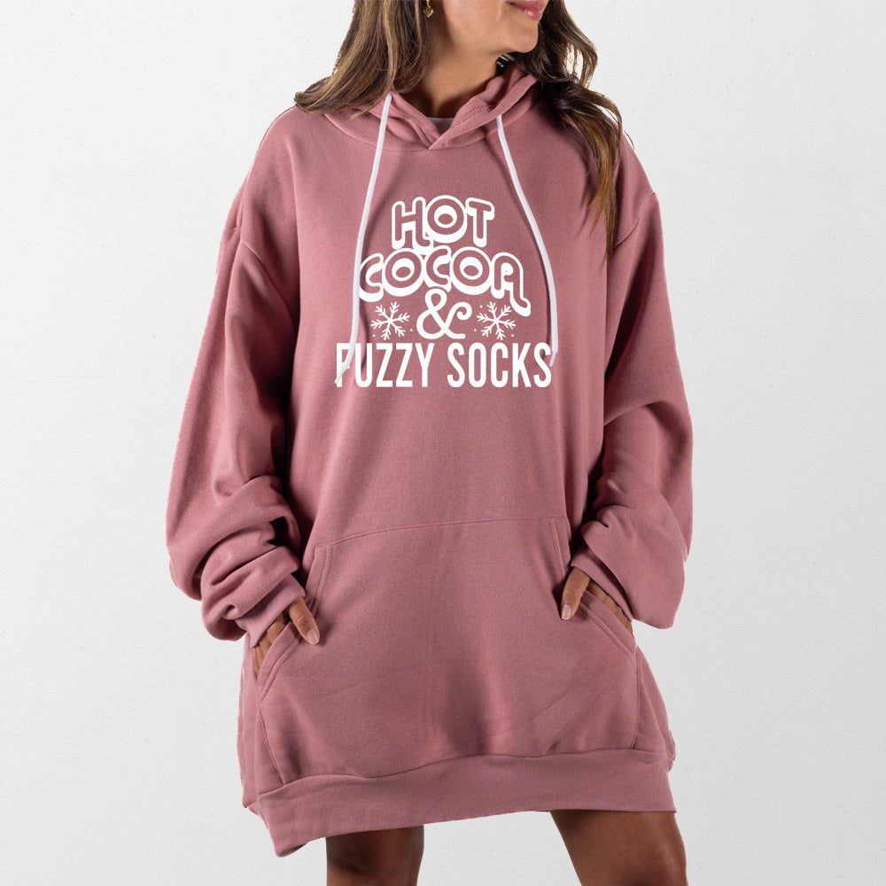 Mauve Hot Cocoa And Fuzzy Socks Giant Hoodie