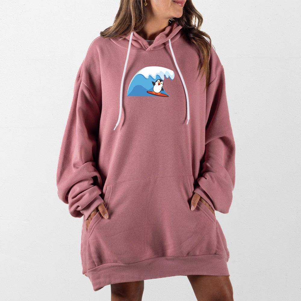 Mauve Surf Penguin Giant Hoodie