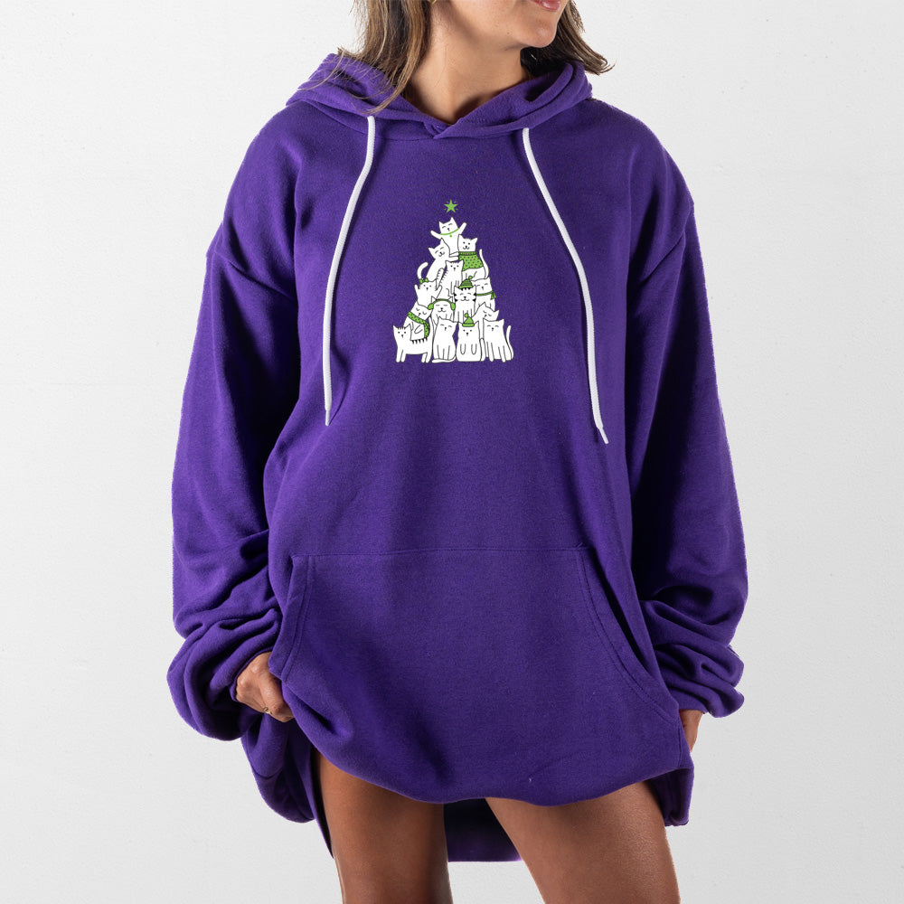 Purple Cat Christmas Tree Giant Hoodie