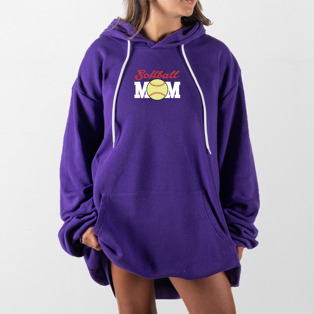 Purple Softball Mom Giant Hoodie