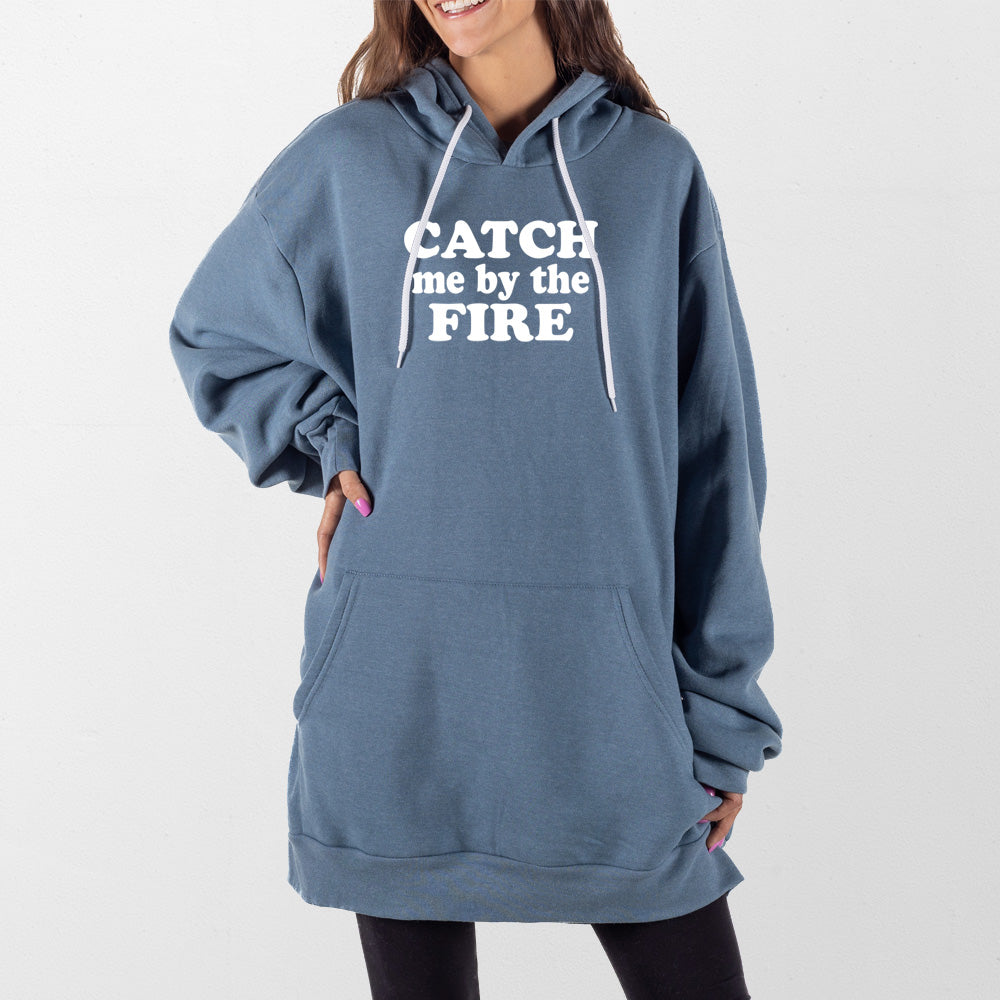 Slate Blue Catch Me By The Fire Giant Hoodie