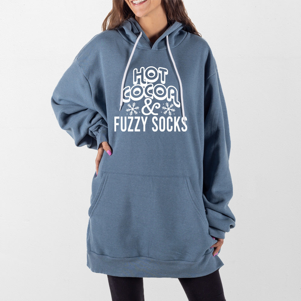 Slate Blue Hot Cocoa And Fuzzy Socks Giant Hoodie