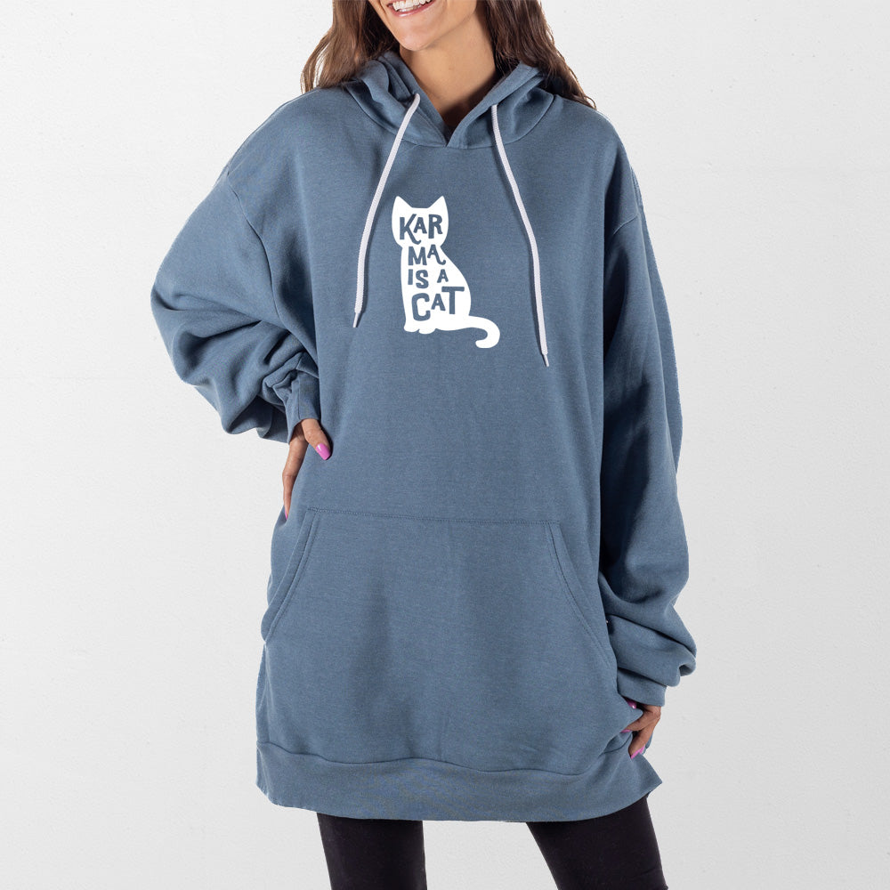 Slate Blue Karma is a Cat Giant Hoodie