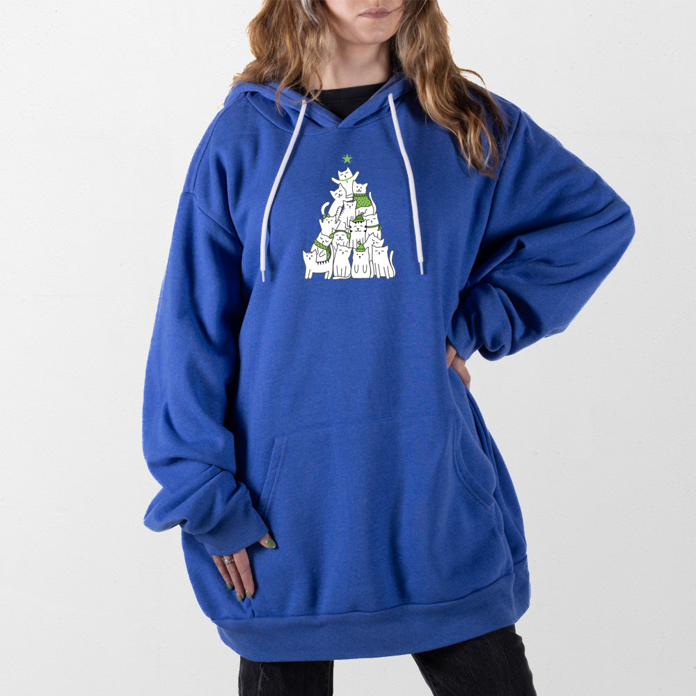 Very Blue Cat Christmas Tree Giant Hoodie