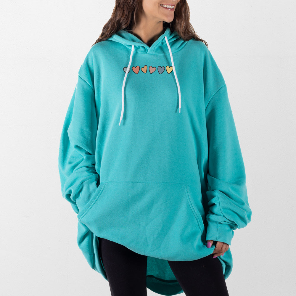 Teal Cute Hearts Giant Hoodie