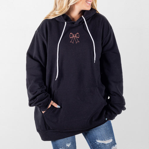Bow Embroidery Giant Hoodie - Black