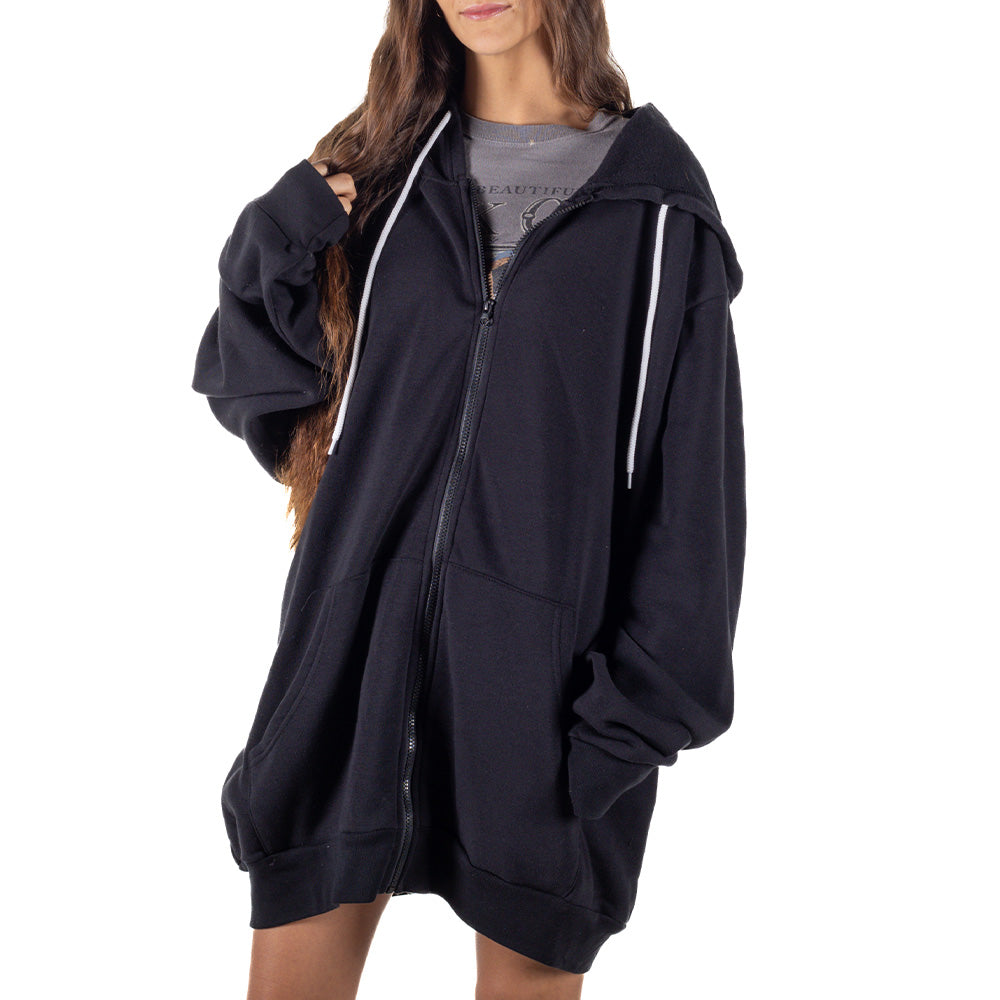 Zip Up Giant Hoodie - Black Zip