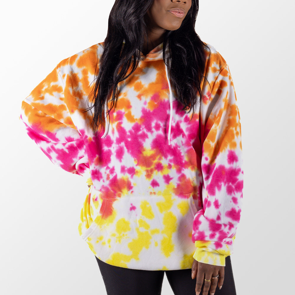 Coral Splash Tie Dye Giant Hoodie - Coral Splash