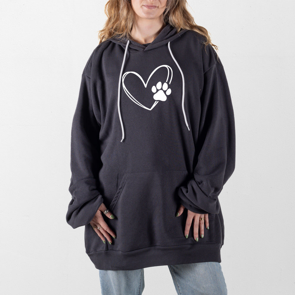 Dark Gray Paw Heart Giant Hoodie