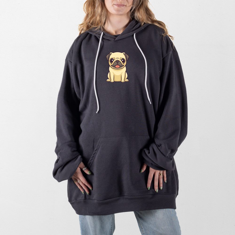 Dark Gray Pug Puppy Giant Hoodie