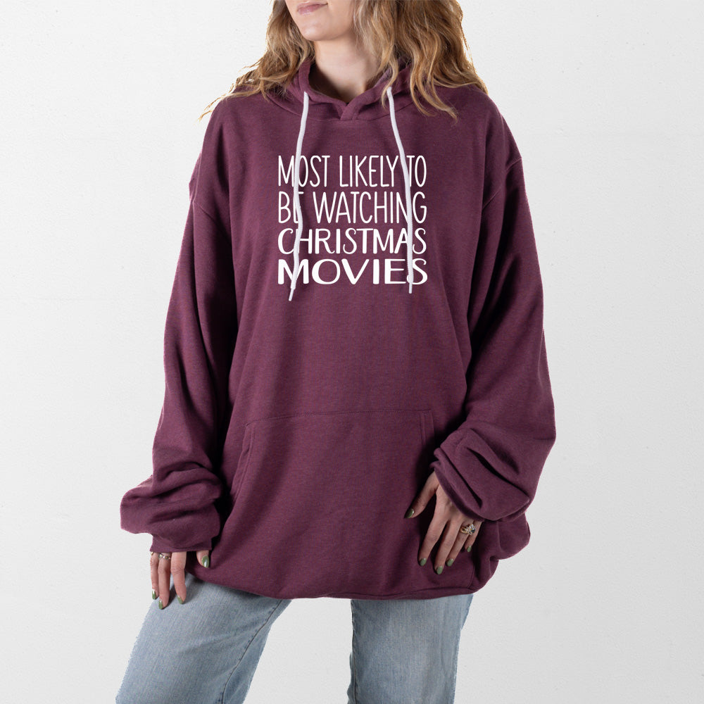 Heather Maroon Christmas Movies Giant Hoodie